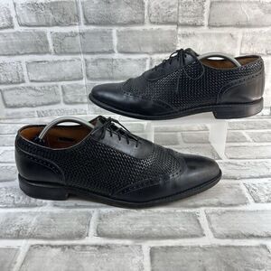 Allen Edmonds Hampstead Men’s Size 12 D Black Leather Wingtip Woven Oxford Shoes